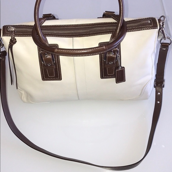 Coach Handbags - NWT White and Mahogany Leather Coach Bag